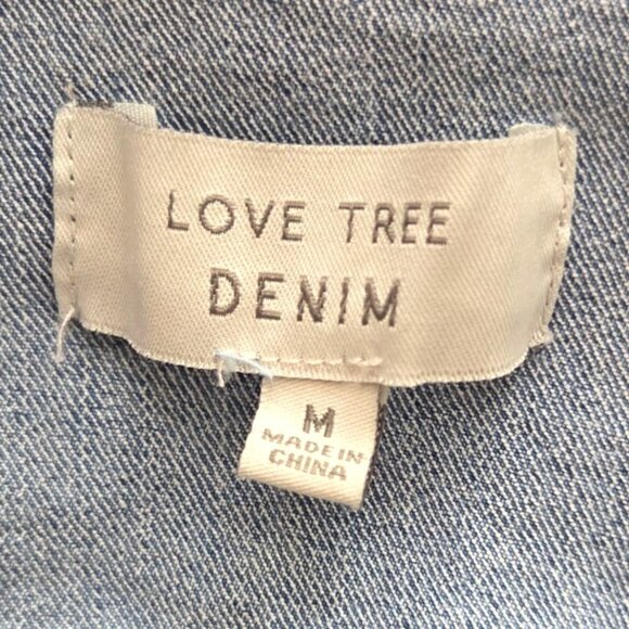 Love Tree Womens Medium Cropped Denim Jacket With Button Front & Pockets Med - Picture 6 of 9